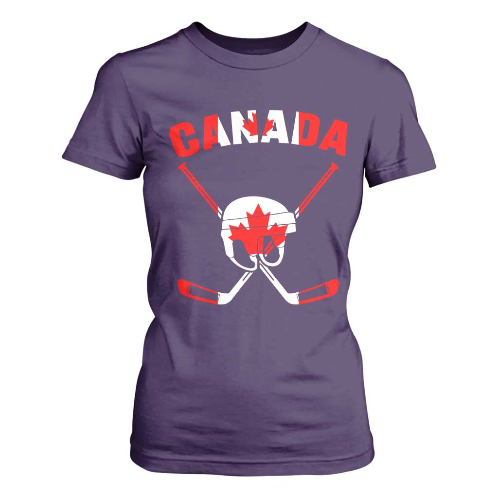 Canada Hockey Fan Ice Hockey Gear Red White Gift T Shirt For Women TS12 Purple Print Your Wear