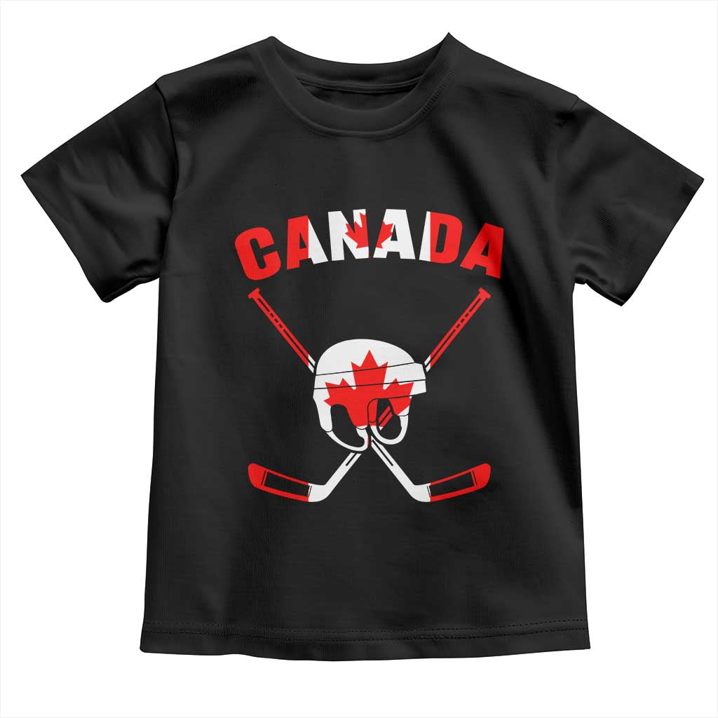 Canada Hockey Fan Ice Hockey Gear Red White Gift Toddler T Shirt TS12 Black Print Your Wear
