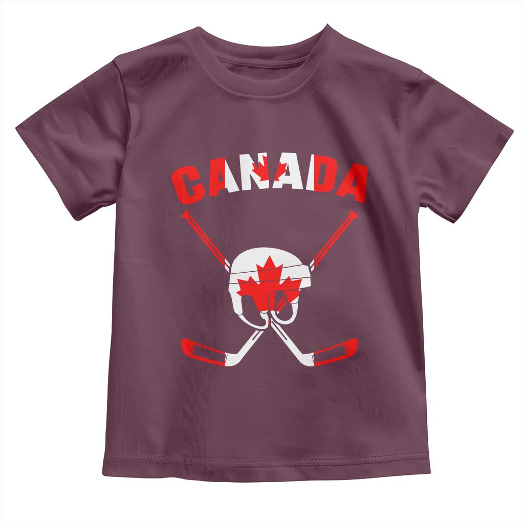 Canada Hockey Fan Ice Hockey Gear Red White Gift Toddler T Shirt TS12 Maroon Print Your Wear