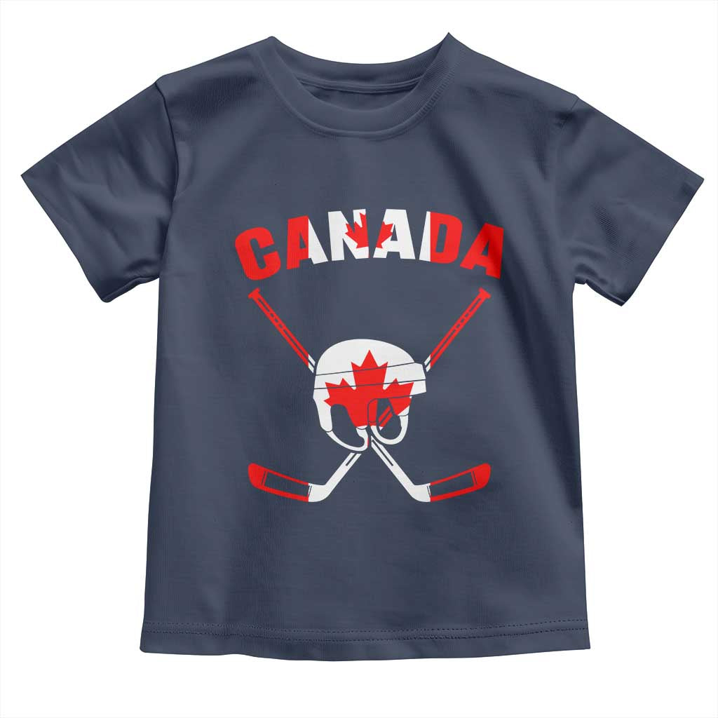 Canada Hockey Fan Ice Hockey Gear Red White Gift Toddler T Shirt TS12 Navy Print Your Wear