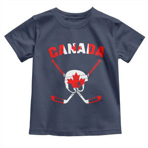 Canada Hockey Fan Ice Hockey Gear Red White Gift Toddler T Shirt TS12 Navy Print Your Wear