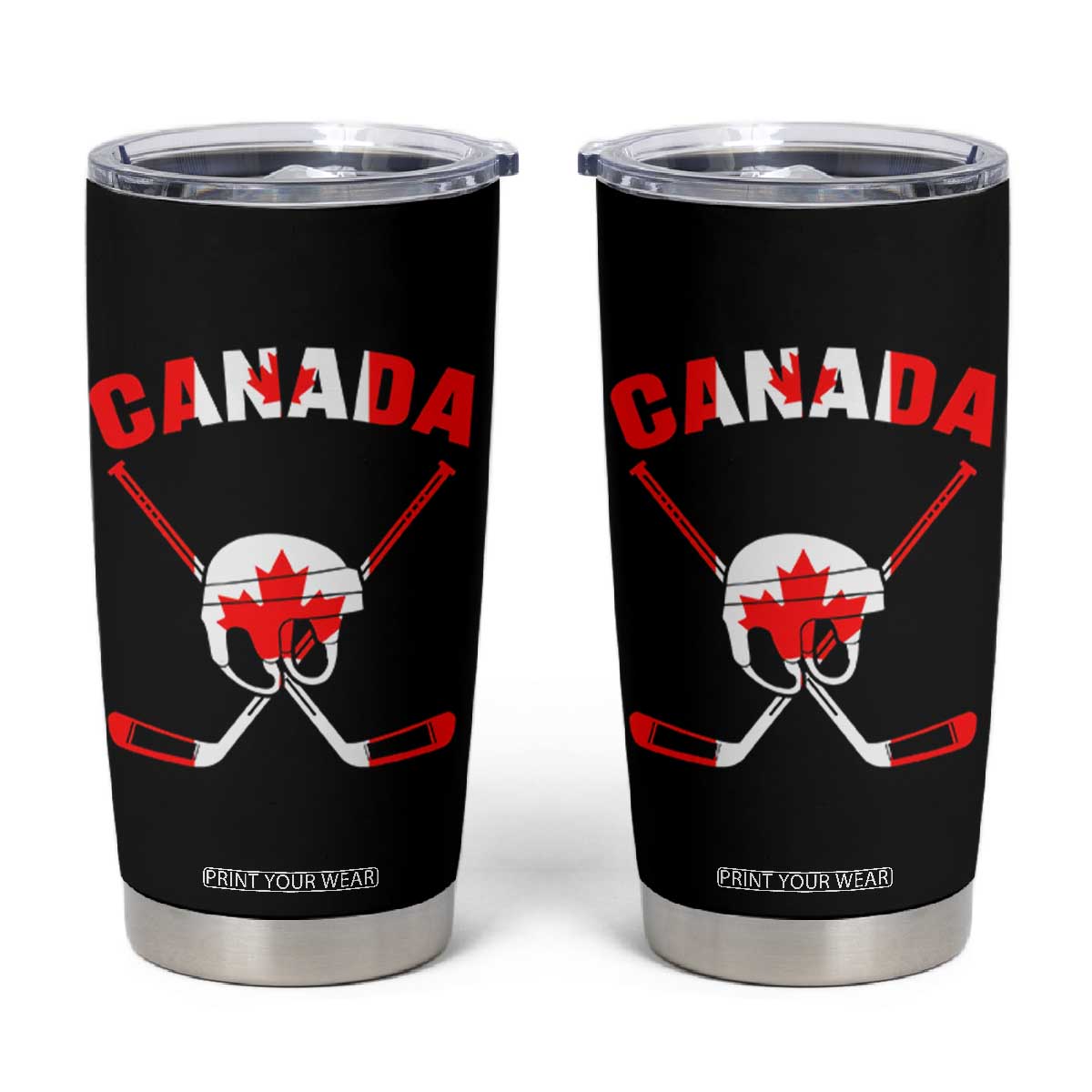 Canada Hockey Fan Ice Hockey Gear Red White Gift Tumbler Cup TS12 Black Print Your Wear
