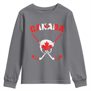 Canada Hockey Fan Ice Hockey Gear Red White Gift Youth Sweatshirt TS12 Charcoal Print Your Wear