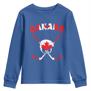 Canada Hockey Fan Ice Hockey Gear Red White Gift Youth Sweatshirt TS12 Royal Blue Print Your Wear