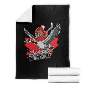 Elbows Up Gloves Off Throw Blanket Canadian Ice Hockey Beaver Gift TS12 Black Print Your Wear