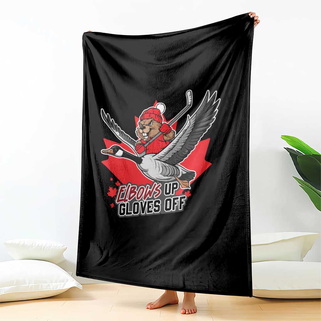 Elbows Up Gloves Off Throw Blanket Canadian Ice Hockey Beaver Gift TS12 Print Your Wear