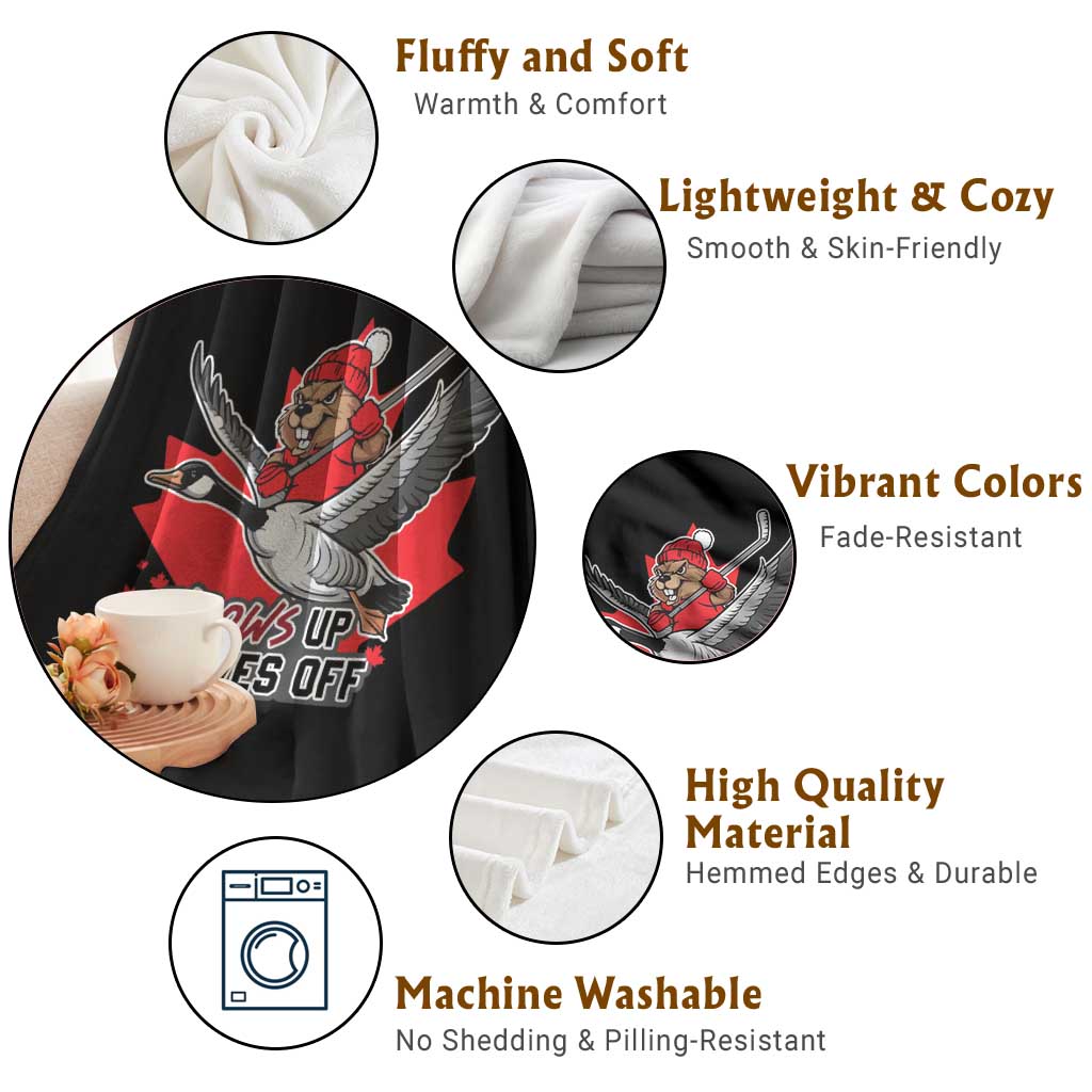 Elbows Up Gloves Off Throw Blanket Canadian Ice Hockey Beaver Gift TS12 Print Your Wear