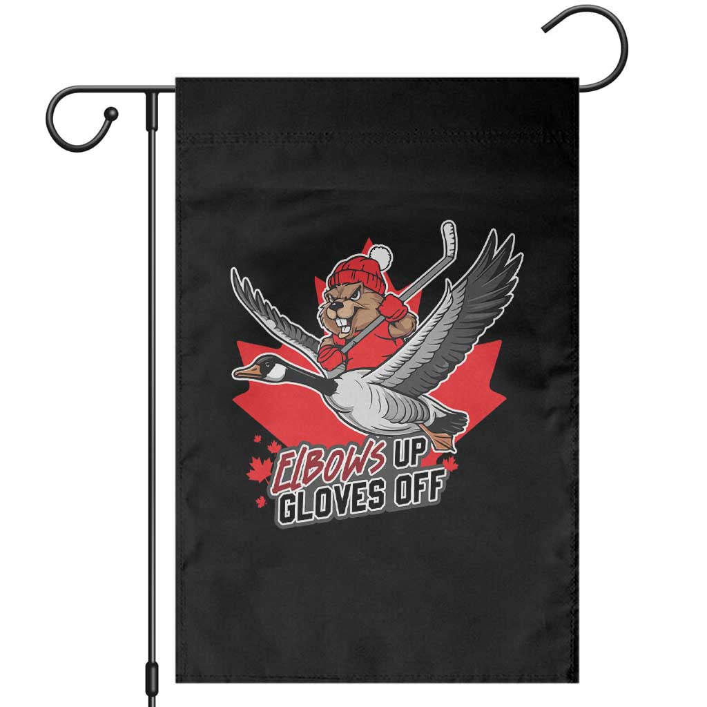 Elbows Up Gloves Off Garden Flag Canadian Ice Hockey Beaver Gift TS12 Black Print Your Wear