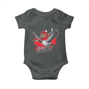 Elbows Up Gloves Off Baby Onesie Canadian Ice Hockey Beaver Gift TS12 Dark Heather Print Your Wear
