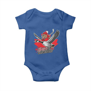 Elbows Up Gloves Off Baby Onesie Canadian Ice Hockey Beaver Gift TS12 Royal Blue Print Your Wear