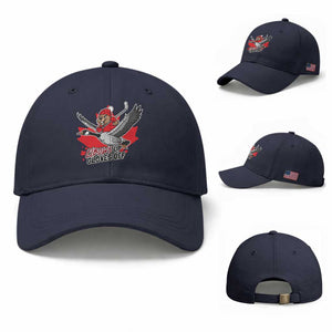 Elbows Up Gloves Off Baseball Cap Canadian Ice Hockey Beaver Gift TS12 Baseball Cap Universal Fit Navy Print Your Wear