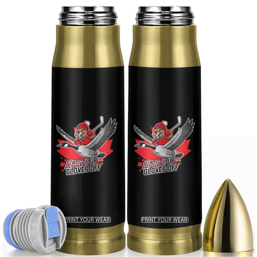 Elbows Up Gloves Off Bullet Tumbler Canadian Ice Hockey Beaver Gift TS12 Black Print Your Wear
