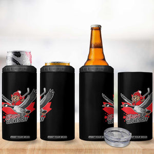 Elbows Up Gloves Off 4 in 1 Can Cooler Tumbler Canadian Ice Hockey Beaver Gift TS12 Print Your Wear