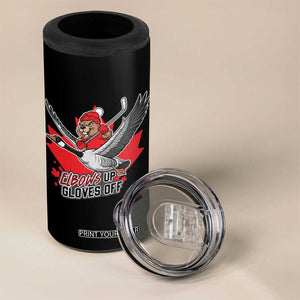 Elbows Up Gloves Off 4 in 1 Can Cooler Tumbler Canadian Ice Hockey Beaver Gift TS12 Print Your Wear