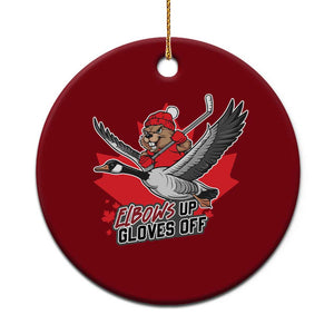 Elbows Up Gloves Off Ceramic Ornament Canadian Ice Hockey Beaver Gift TS12 1pc Red Print Your Wear