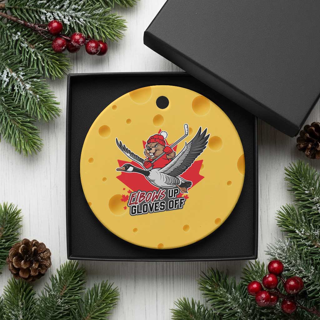Elbows Up Gloves Off Ceramic Ornament Canadian Ice Hockey Beaver Gift TS12 1pc Yellow Cheese Print Your Wear