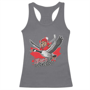 Elbows Up Gloves Off Racerback Tank Top Canadian Ice Hockey Beaver Gift TS12 Charcoal Print Your Wear