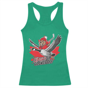 Elbows Up Gloves Off Racerback Tank Top Canadian Ice Hockey Beaver Gift TS12 Irish Green Print Your Wear