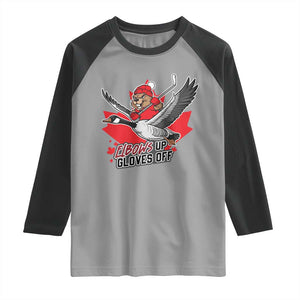Elbows Up Gloves Off Raglan Shirt Canadian Ice Hockey Beaver Gift TS12 Sport Gray Black Print Your Wear