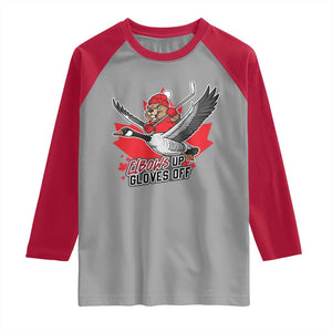 Elbows Up Gloves Off Raglan Shirt Canadian Ice Hockey Beaver Gift TS12 Sport Gray Red Print Your Wear