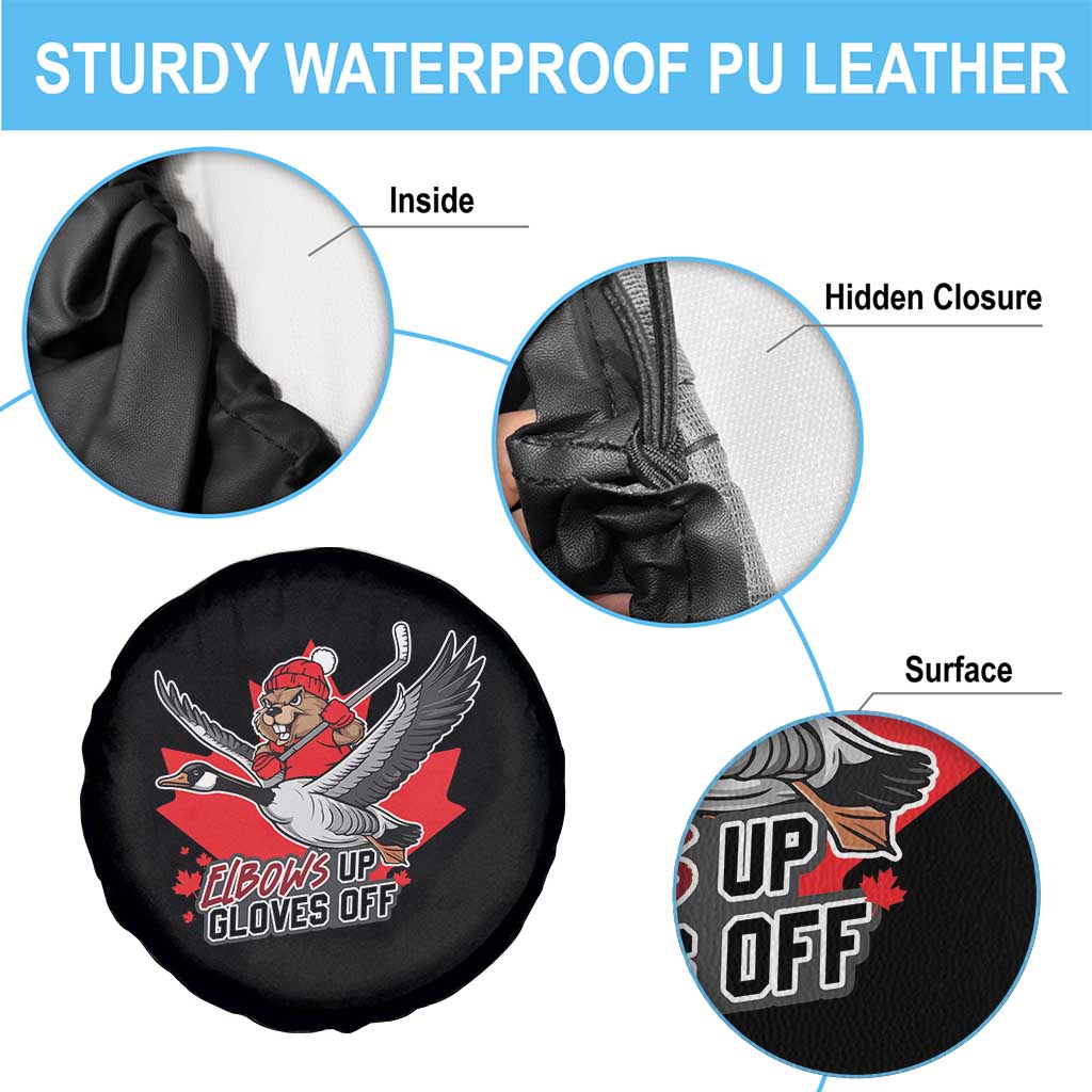 Elbows Up Gloves Off Spare Tire Cover Canadian Ice Hockey Beaver Gift TS12 Print Your Wear