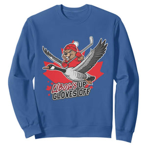 Elbows Up Gloves Off Sweatshirt Canadian Ice Hockey Beaver Gift TS12 Royal Blue Print Your Wear