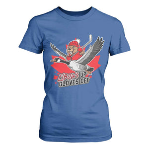 Elbows Up Gloves Off T Shirt For Women Canadian Ice Hockey Beaver Gift TS12 Royal Blue Print Your Wear