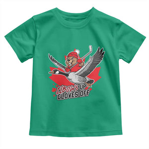 Elbows Up Gloves Off Toddler T Shirt Canadian Ice Hockey Beaver Gift TS12 Irish Green Print Your Wear