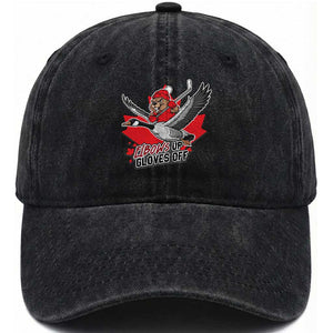 Elbows Up Gloves Off Washed Cotton Baseball Cap Canadian Ice Hockey Beaver Gift TS12 Print Your Wear
