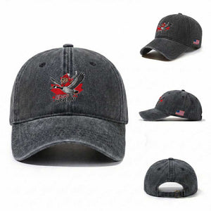 Elbows Up Gloves Off Washed Cotton Baseball Cap Canadian Ice Hockey Beaver Gift TS12 Washed Cap Universal Fit Dark Gray Print Your Wear