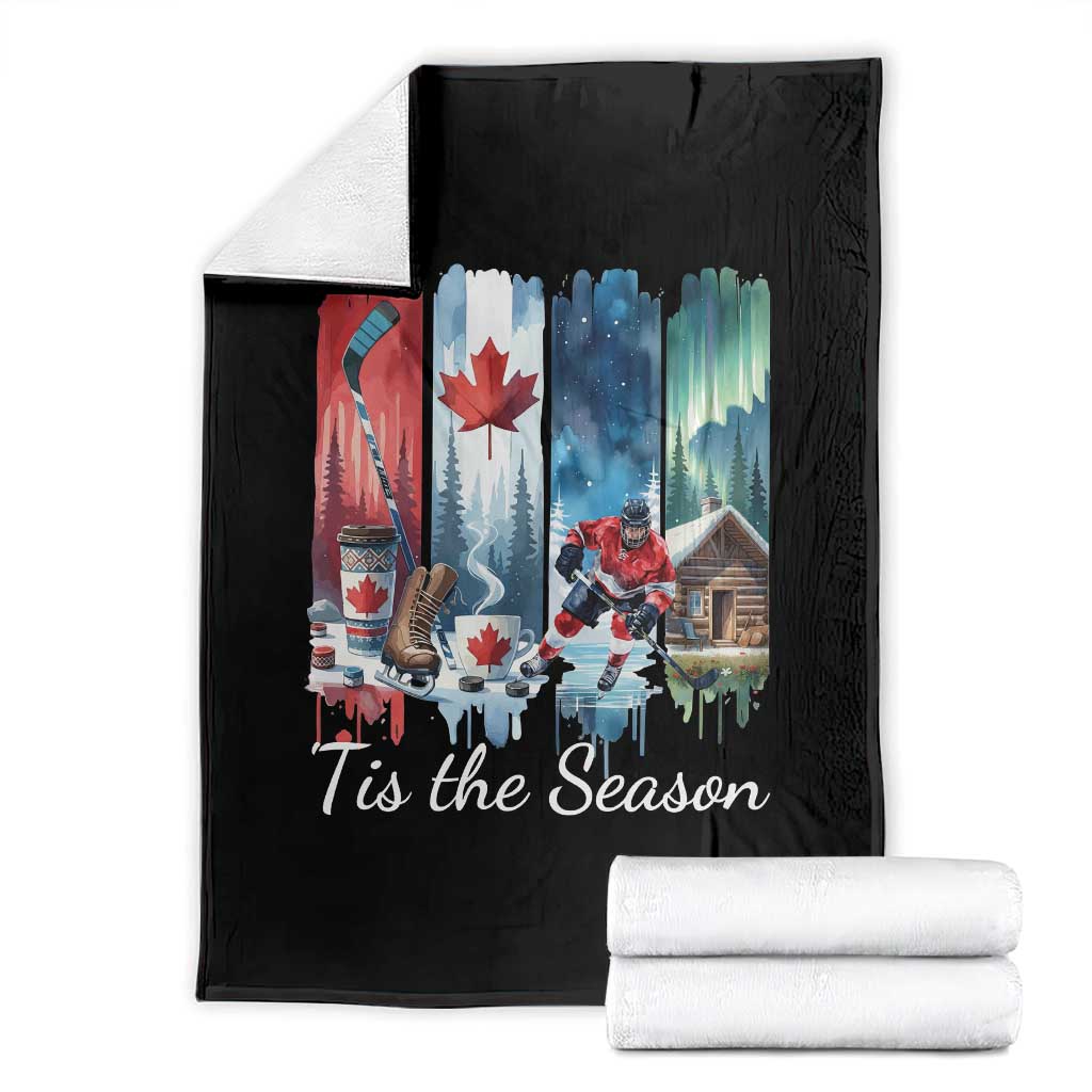 Christmas Canada Ice Hockey Lover Throw Blanket Tis The Season TS12 Black Print Your Wear