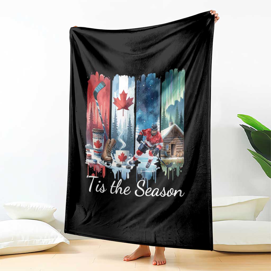 Christmas Canada Ice Hockey Lover Throw Blanket Tis The Season TS12 Print Your Wear