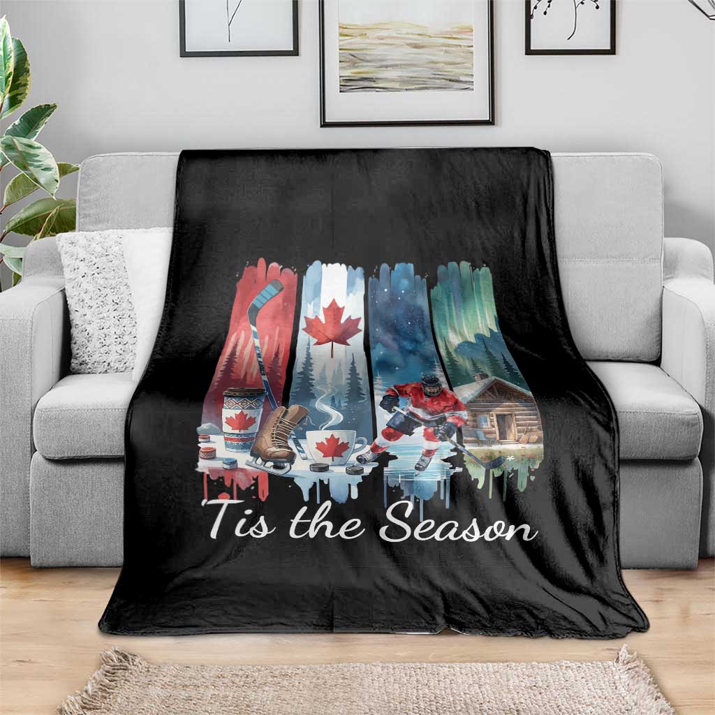 Christmas Canada Ice Hockey Lover Throw Blanket Tis The Season TS12 Print Your Wear