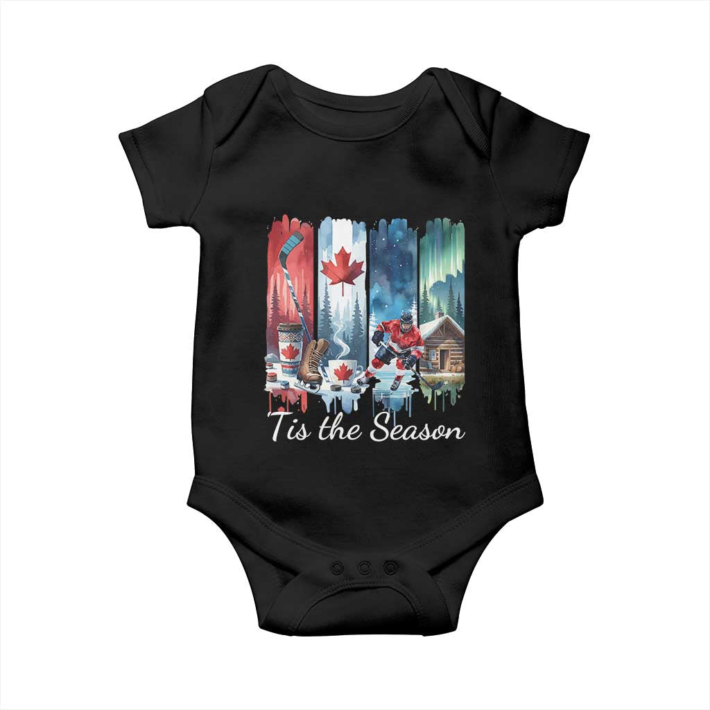 Christmas Canada Ice Hockey Lover Baby Onesie Tis The Season TS12 Black Print Your Wear