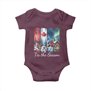Christmas Canada Ice Hockey Lover Baby Onesie Tis The Season TS12 Maroon Print Your Wear