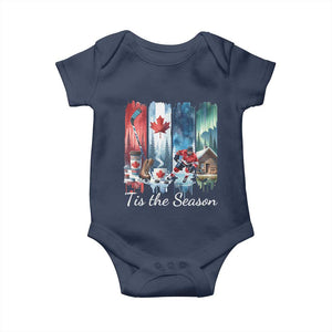 Christmas Canada Ice Hockey Lover Baby Onesie Tis The Season TS12 Navy Print Your Wear