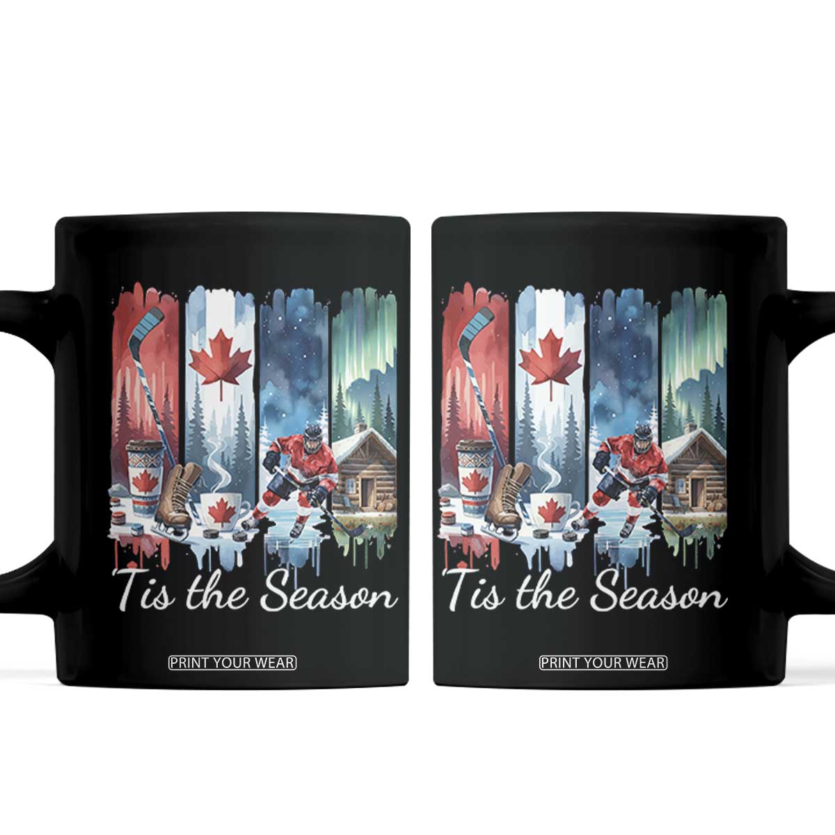 Christmas Canada Ice Hockey Lover Coffee Mug Tis The Season TS12 Black Print Your Wear