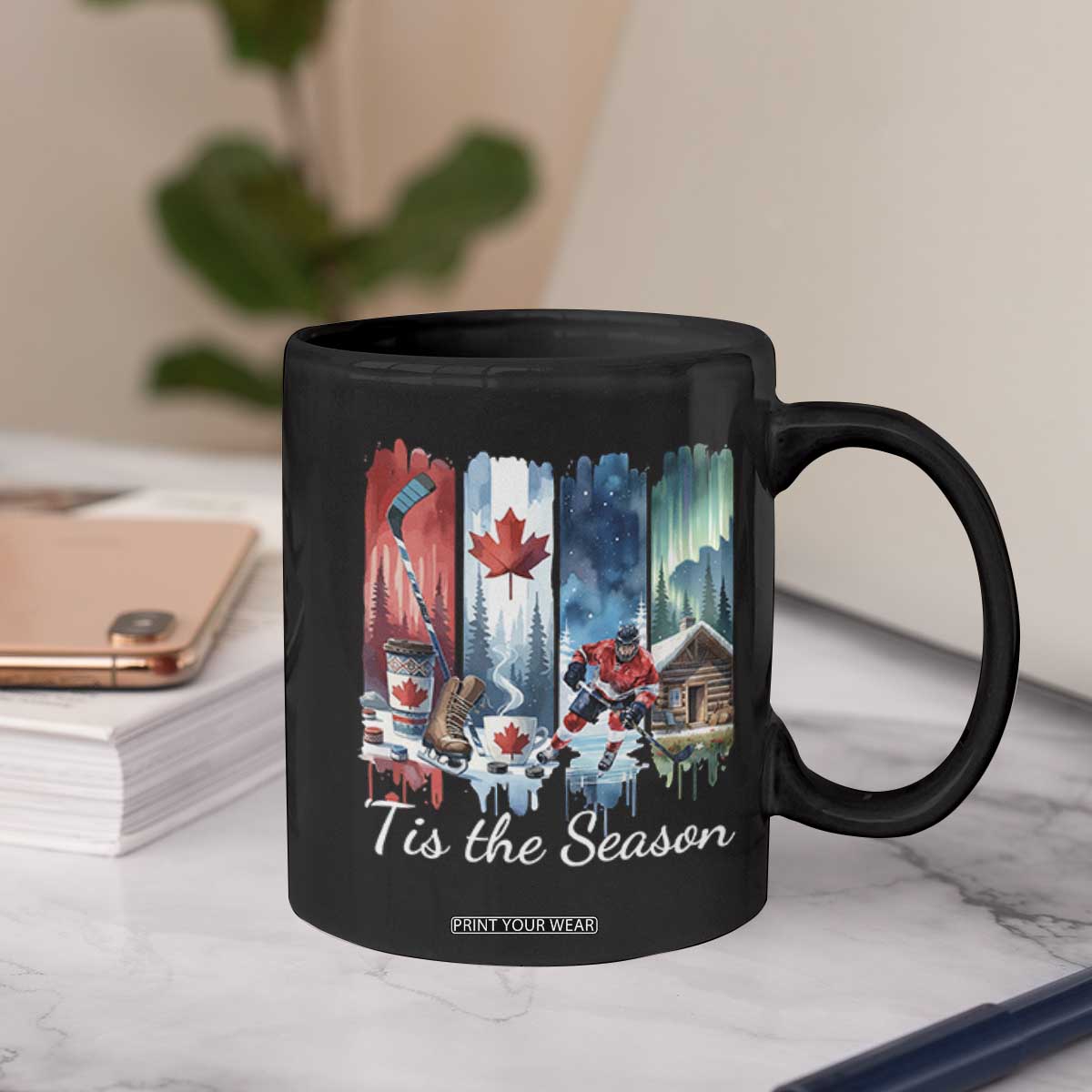Christmas Canada Ice Hockey Lover Coffee Mug Tis The Season TS12 Print Your Wear