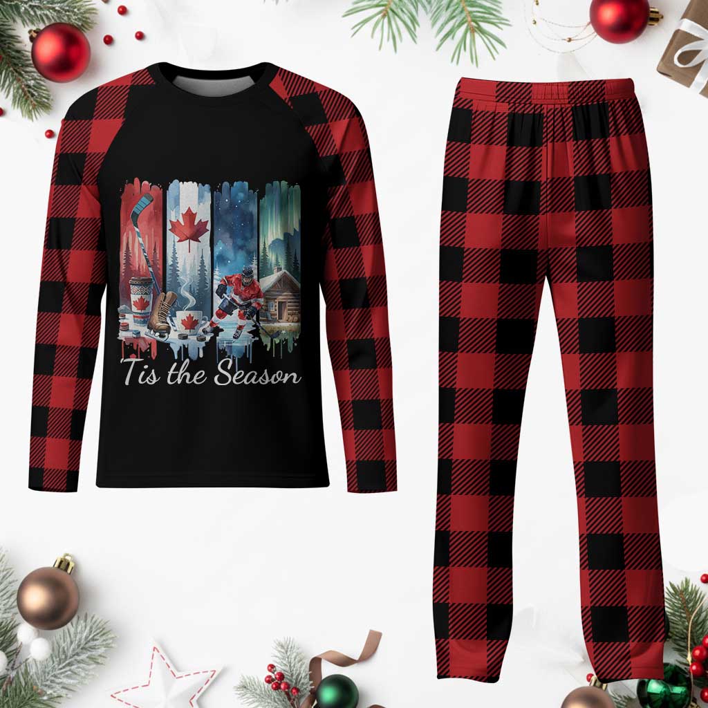 Christmas Canada Ice Hockey Lover Plaid Pajama Set Tis The Season TS12 Buffalo Plaid Print Your Wear