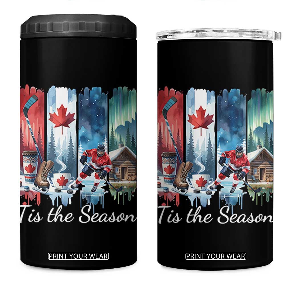 Christmas Canada Ice Hockey Lover 4 in 1 Can Cooler Tumbler Tis The Season TS12 One Size: 16 oz Black Print Your Wear