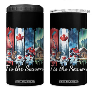 Christmas Canada Ice Hockey Lover 4 in 1 Can Cooler Tumbler Tis The Season TS12 One Size: 16 oz Black Print Your Wear