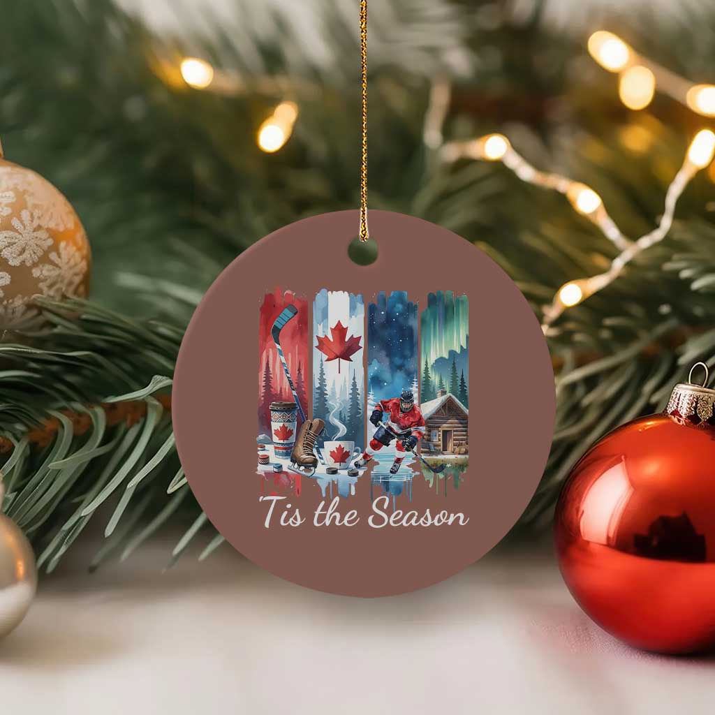 Christmas Canada Ice Hockey Lover Ceramic Ornament Tis The Season TS12 1pc Mocha Print Your Wear