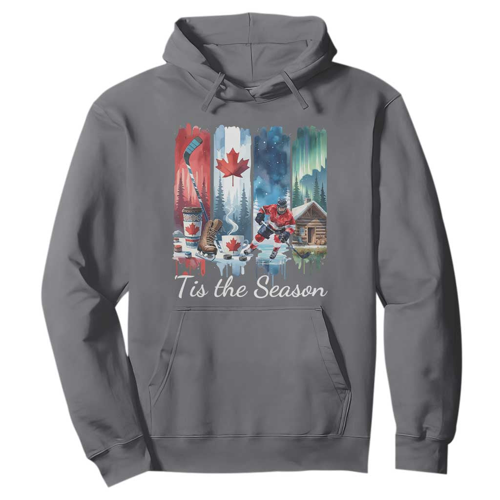 Christmas Canada Ice Hockey Lover Hoodie Tis The Season TS12 Charcoal Print Your Wear