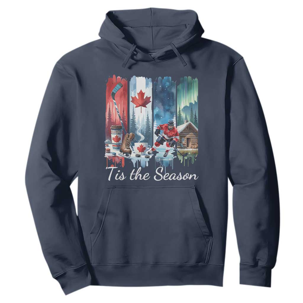 Christmas Canada Ice Hockey Lover Hoodie Tis The Season TS12 Navy Print Your Wear