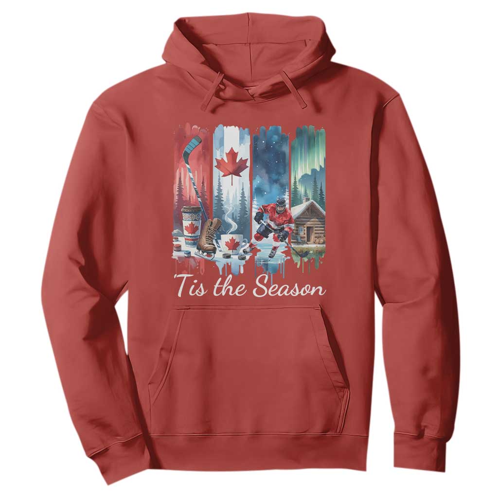 Christmas Canada Ice Hockey Lover Hoodie Tis The Season TS12 Red Print Your Wear