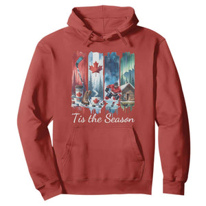 Christmas Canada Ice Hockey Lover Hoodie Tis The Season TS12 Red Print Your Wear