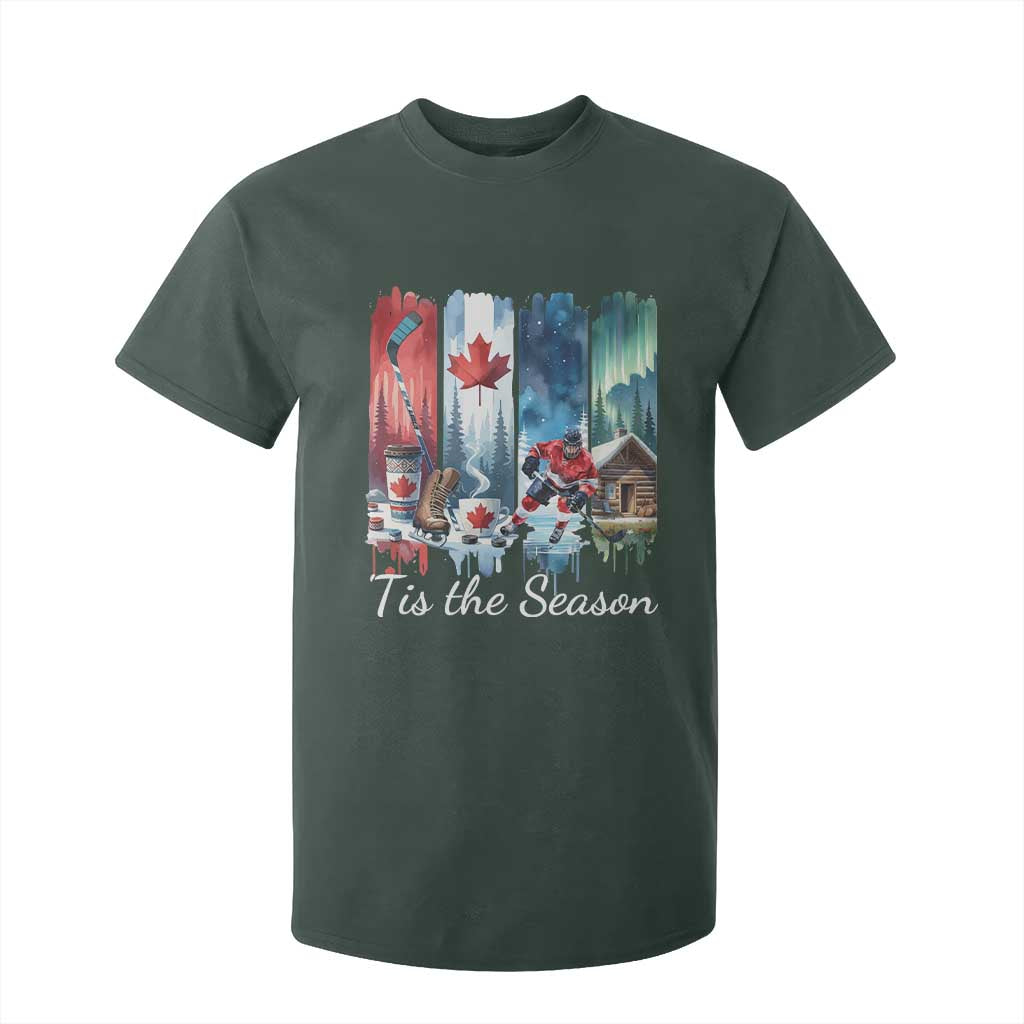 Christmas Canada Ice Hockey Lover T Shirt For Kid Tis The Season TS12 Dark Forest Green Print Your Wear