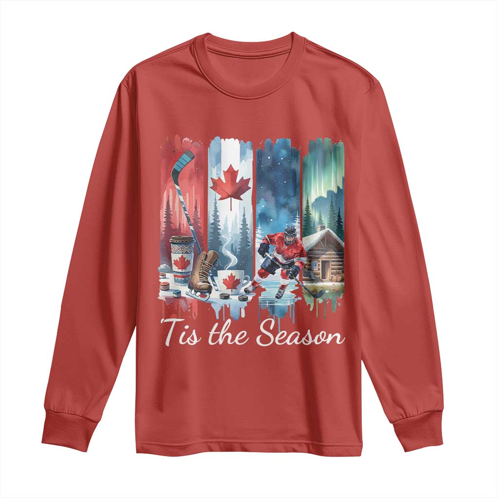 Christmas Canada Ice Hockey Lover Long Sleeve Shirt Tis The Season TS12 Red Print Your Wear
