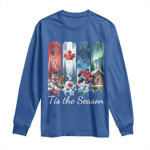 Christmas Canada Ice Hockey Lover Long Sleeve Shirt Tis The Season TS12 Royal Blue Print Your Wear
