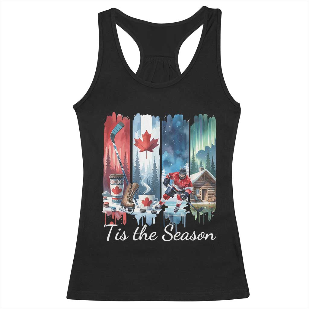 Christmas Canada Ice Hockey Lover Racerback Tank Top Tis The Season TS12 Black Print Your Wear